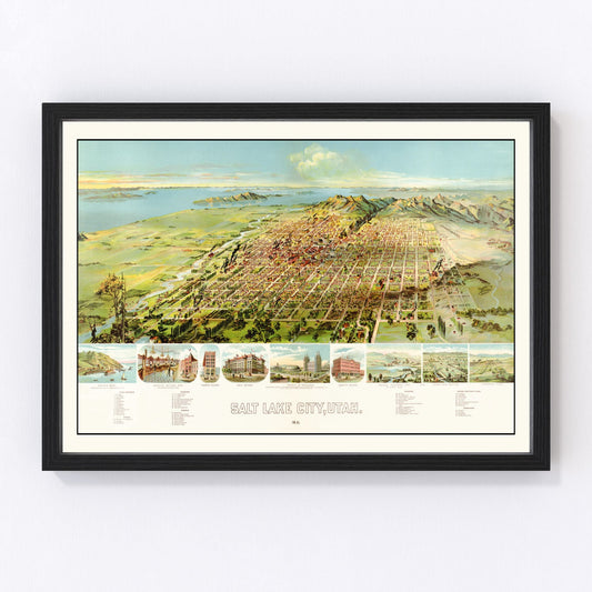 vintage map of Salt Lake City, Utah, 1891