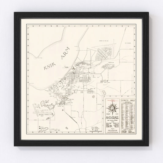 Vintage map of Anchorage, Alaska, 1951 - restored print