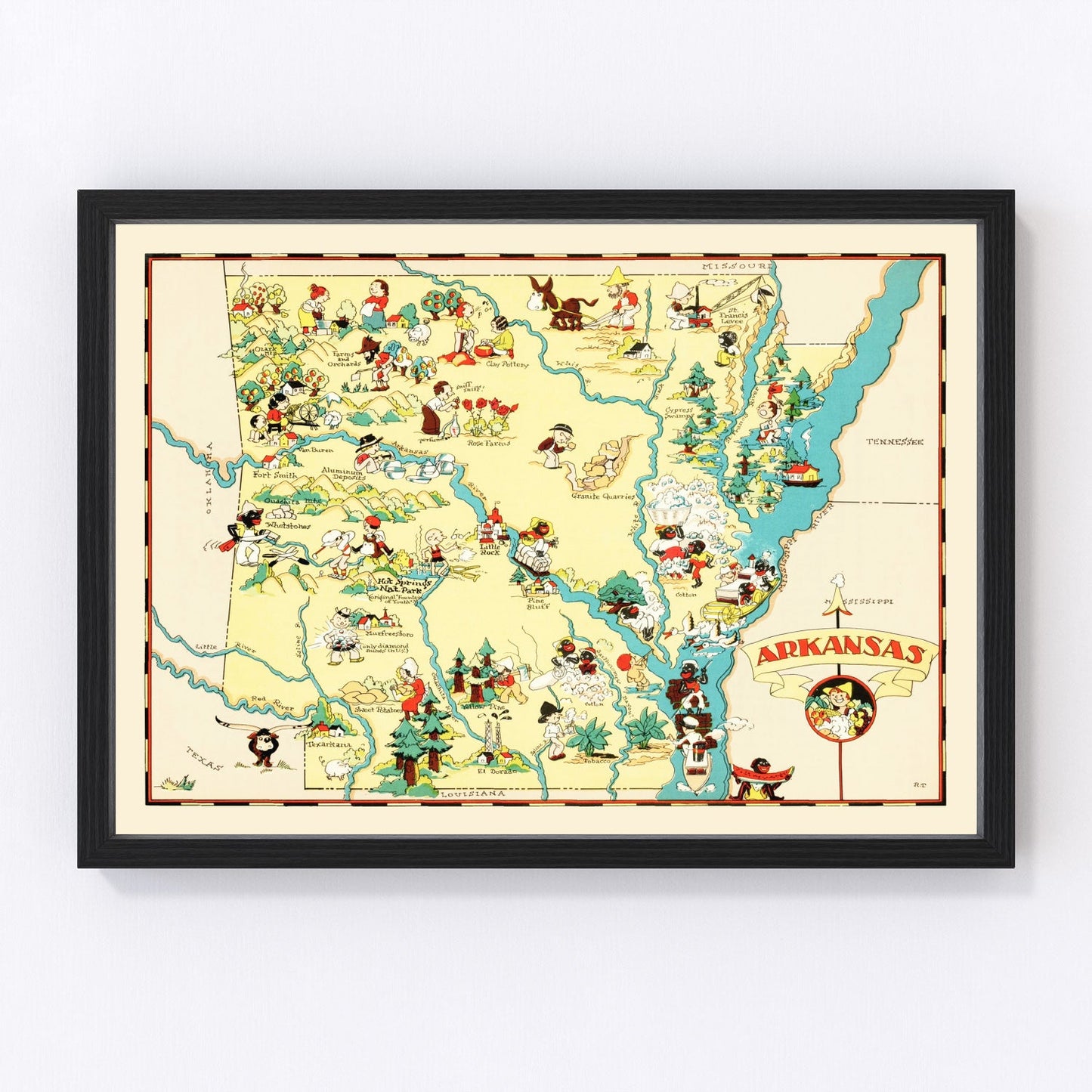 vintage highway map of Arkansas, 1935, New Deal road network