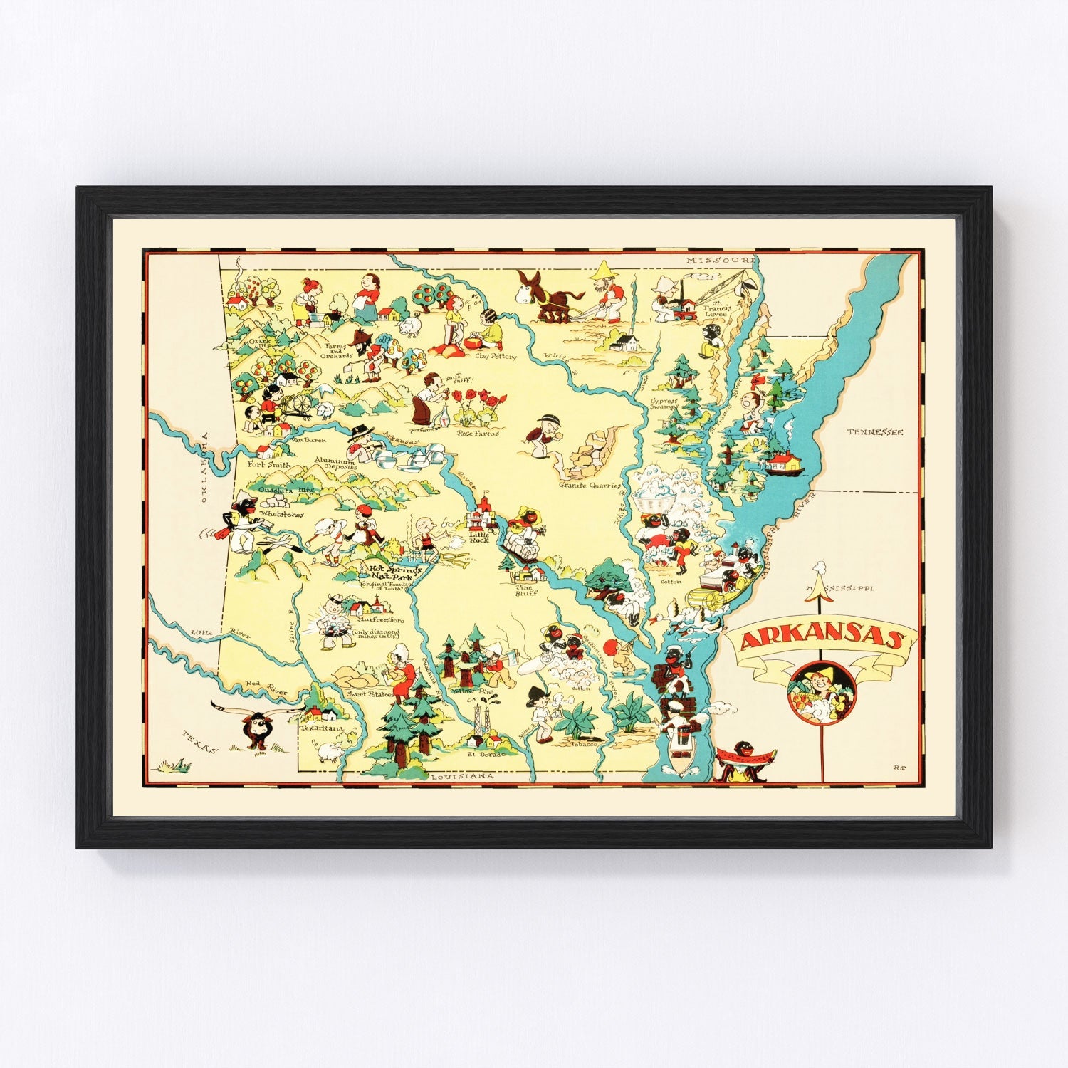 vintage highway map of Arkansas, 1935, New Deal road network