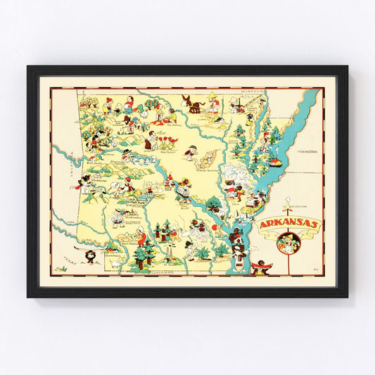 vintage highway map of Arkansas, 1935, New Deal road network