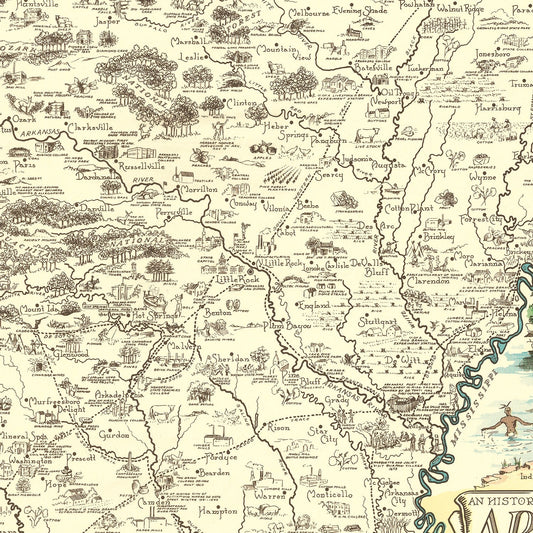 Vintage Map of Arkansas, 1938