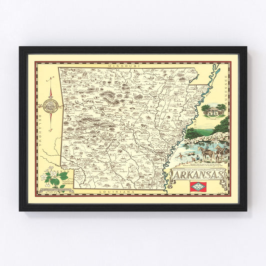 vintage map of Arkansas, 1938, late Depression era