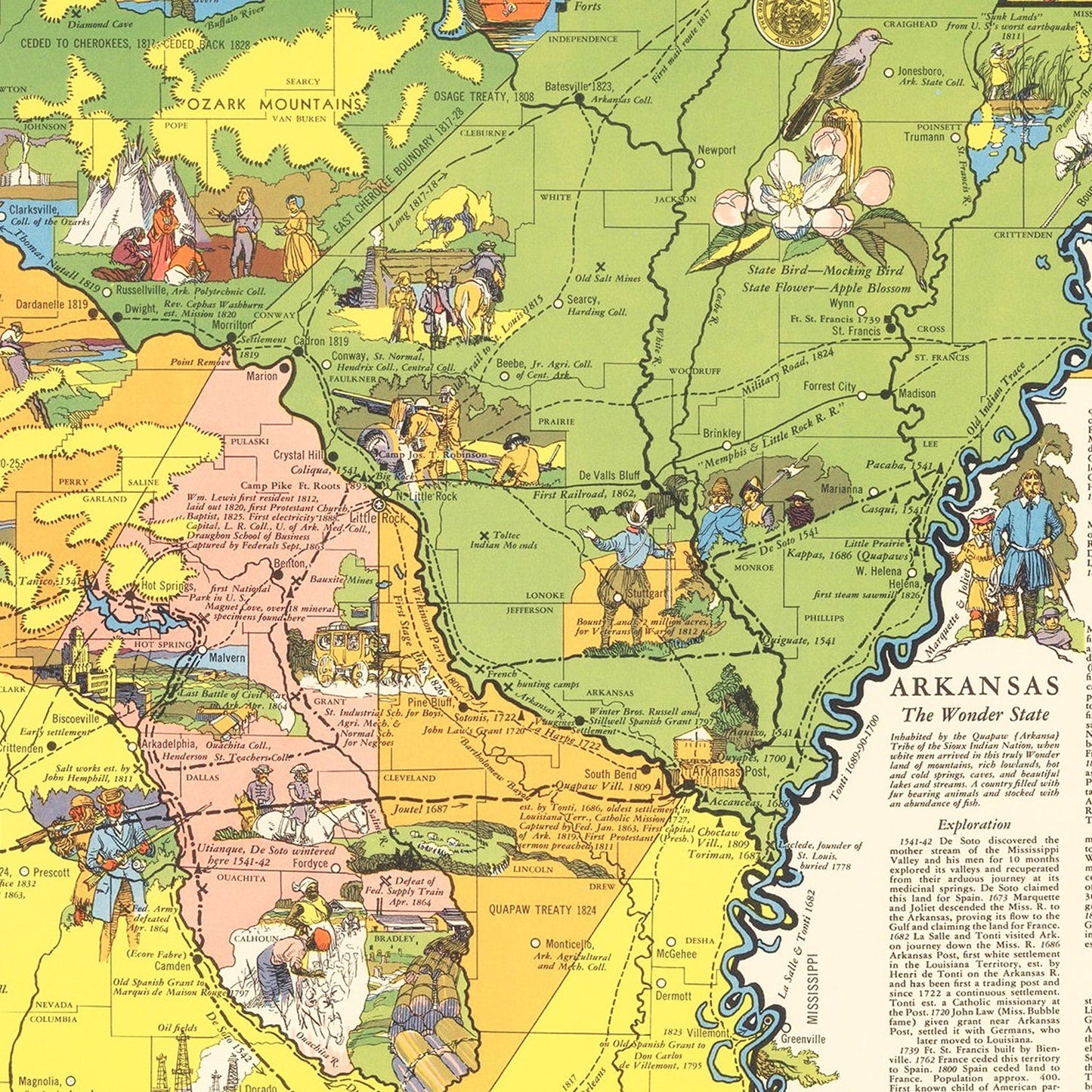 Vintage Map of Arkansas, 1941