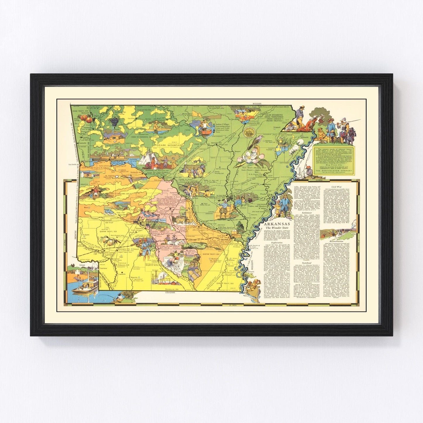 vintage map of Arkansas, 1941, pre-WWII era