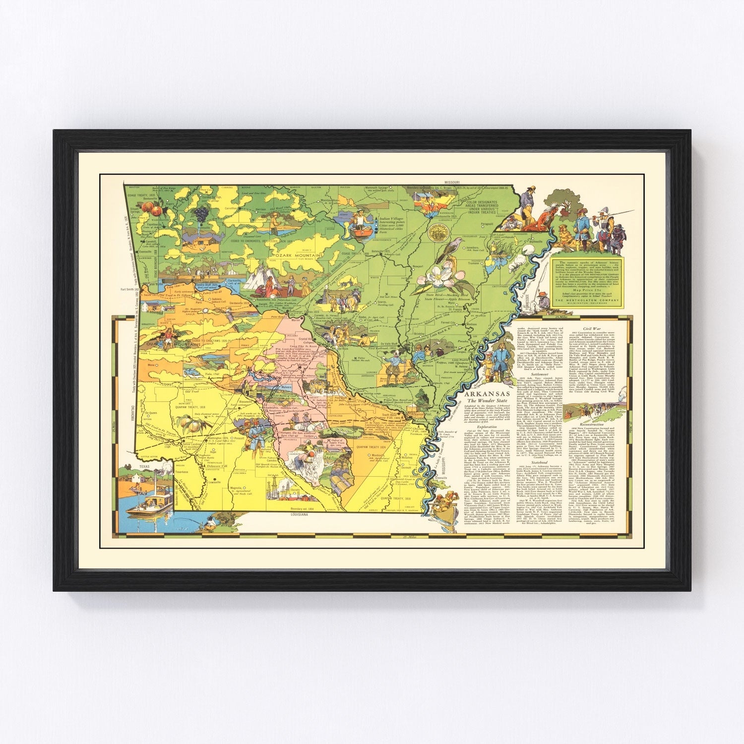 vintage map of Arkansas, 1941, pre-WWII era