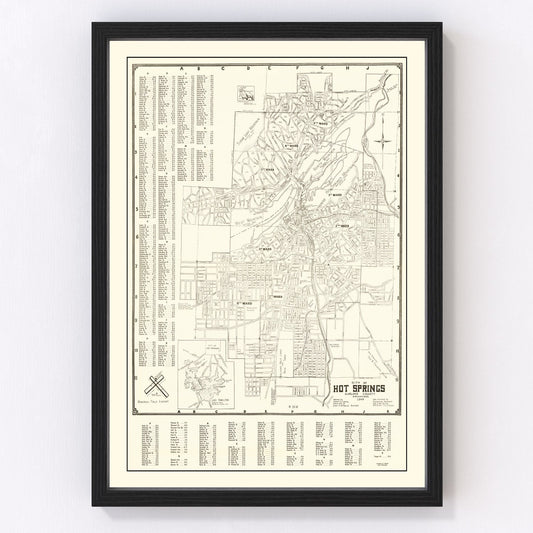 vintage map of Hot Springs, Arkansas, 1948