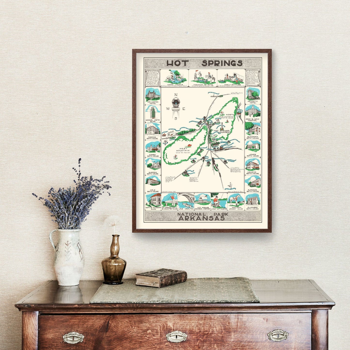 Vintage Map of Hot Springs National Park, Arkansas, 1948