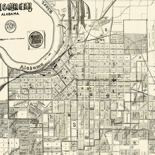 Vintage Map of Montgomery, Alabama, 1899