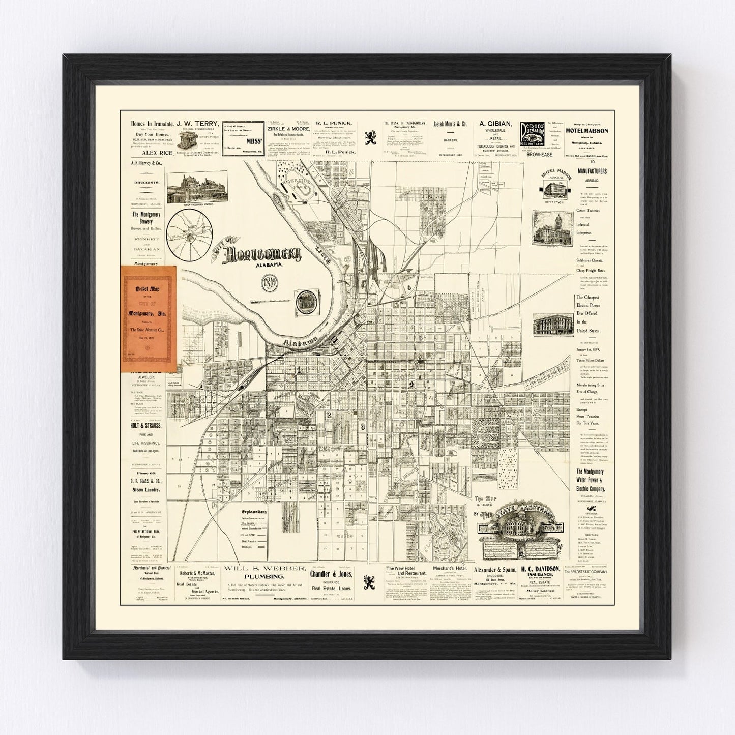 Vintage map of Montgomery, Alabama, 1899