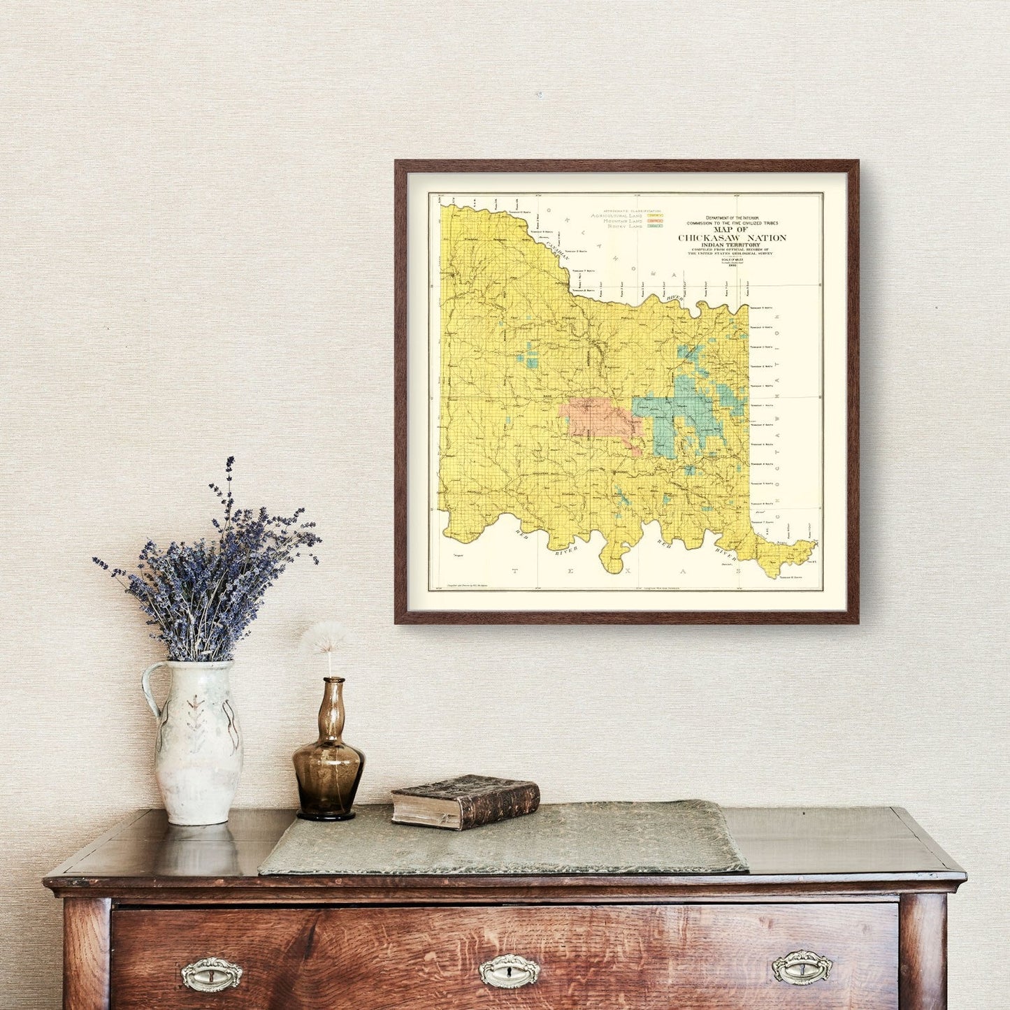 Vintage Map of Chickasaw Nation, Indian Territory 1900