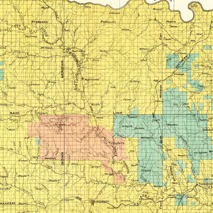 Vintage Map of Chickasaw Nation, Indian Territory 1900