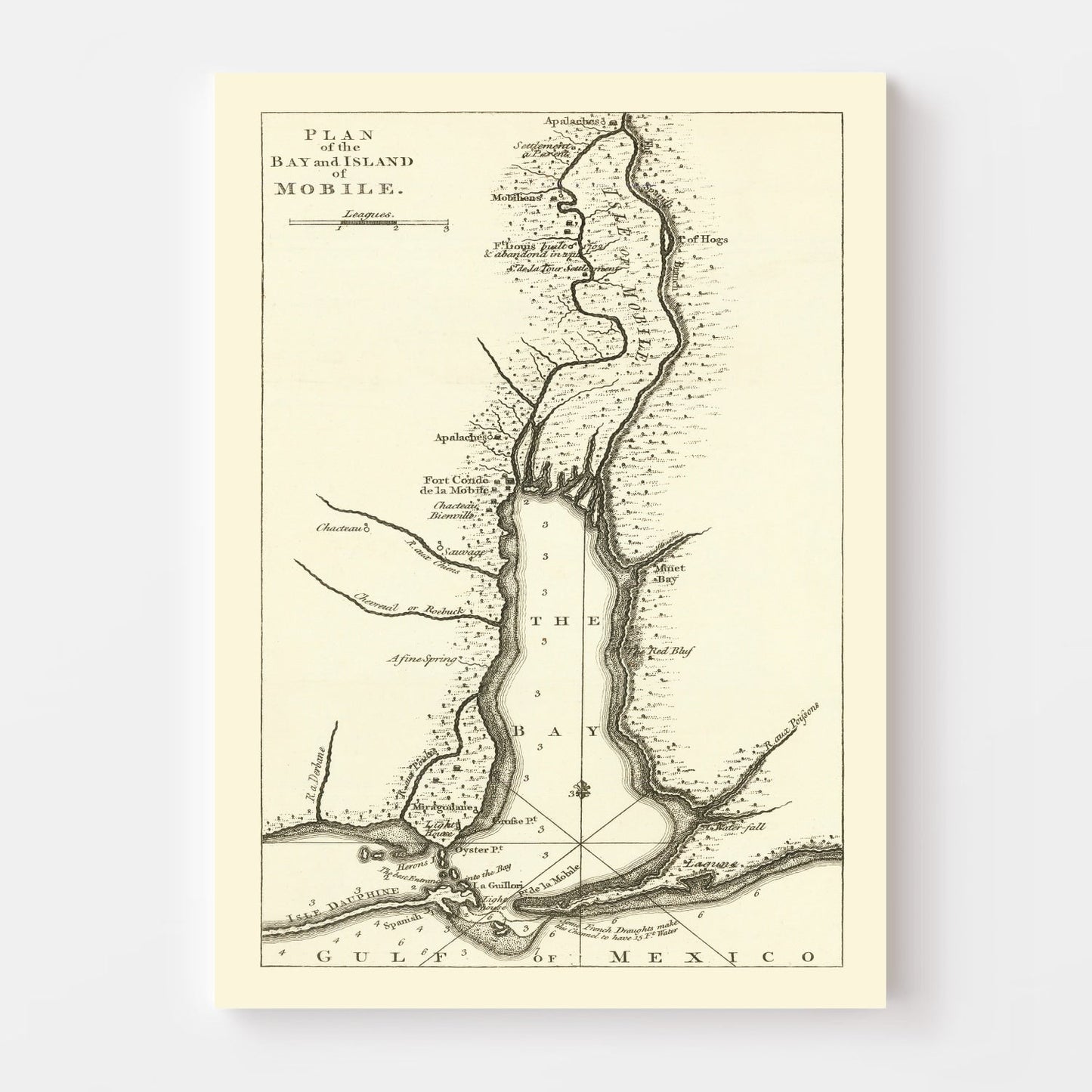 Vintage Map of Mobile, Alabama, 1763