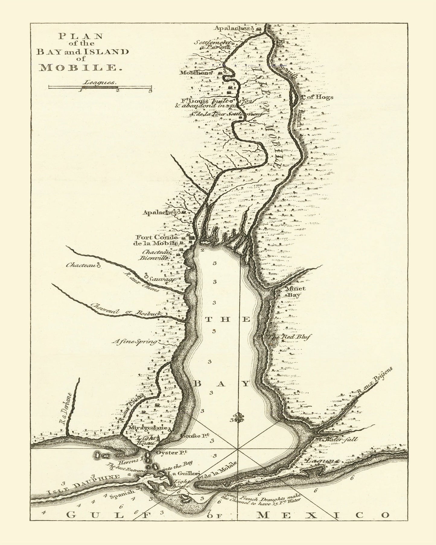 Vintage Map of Mobile, Alabama, 1763