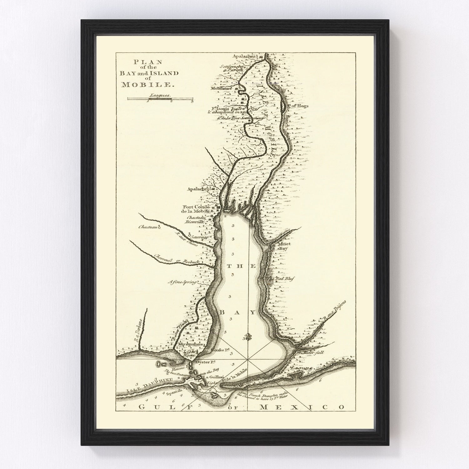 Vintage map of Mobile, Alabama, 1763