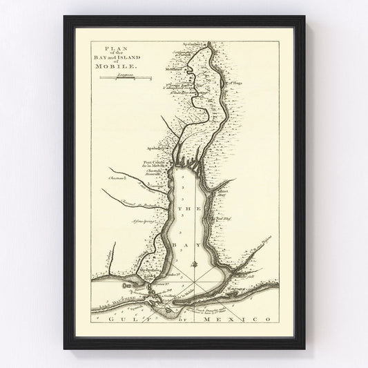 Vintage map of Mobile, Alabama, 1763