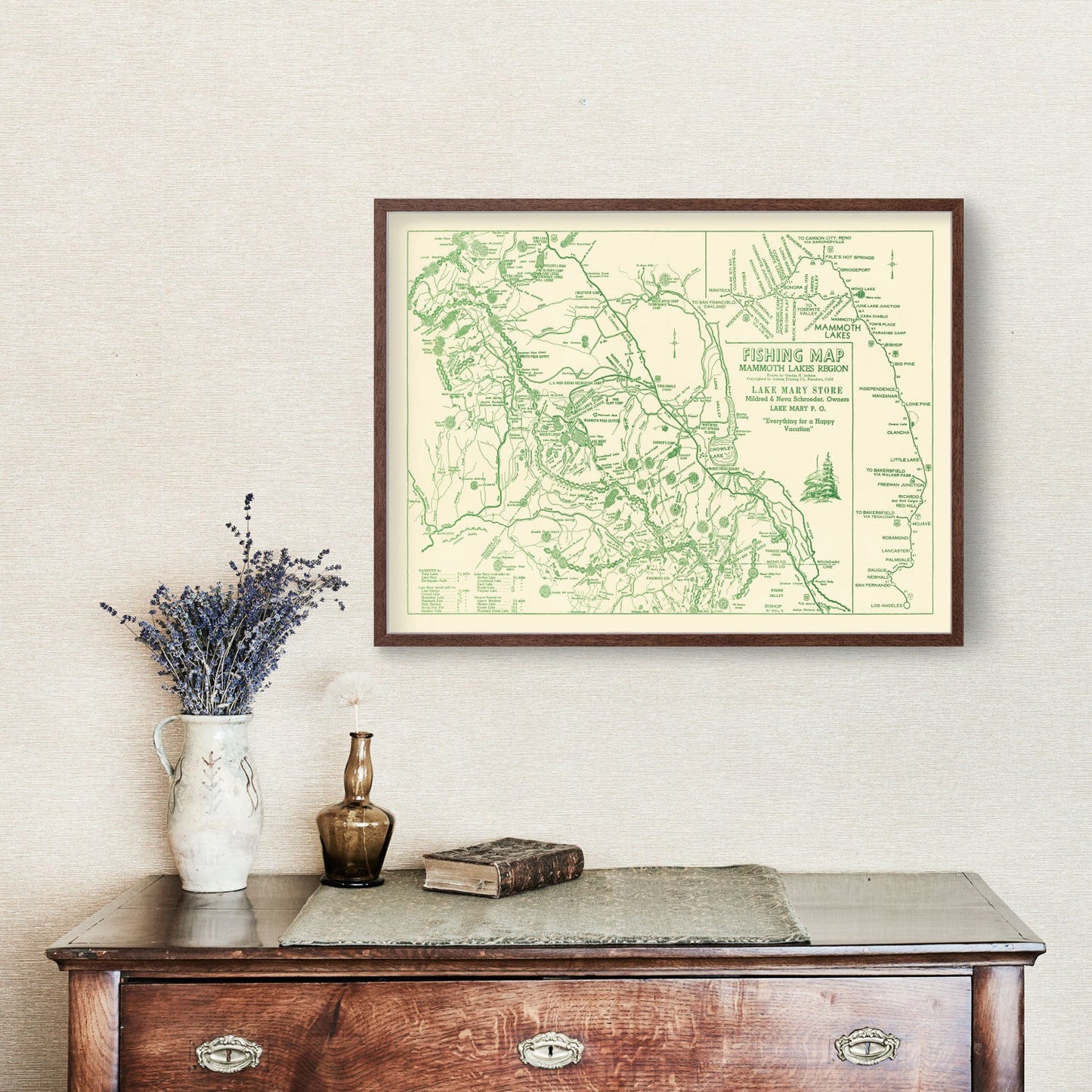 Vintage Map of Mammoth Lakes, California, 1930