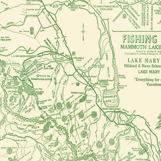 Vintage Map of Mammoth Lakes, California, 1930
