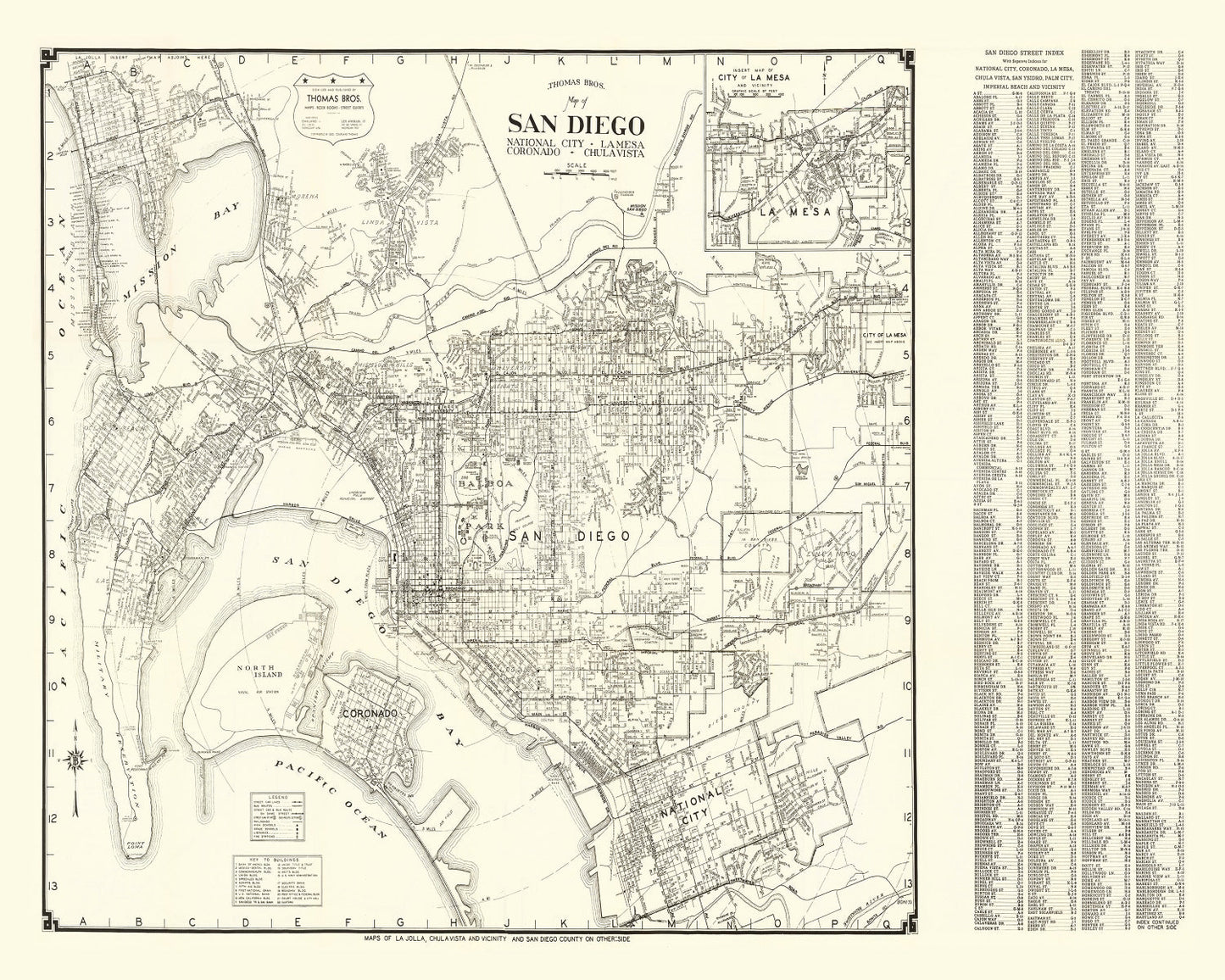 Vintage Map of San Diego, California, 1930