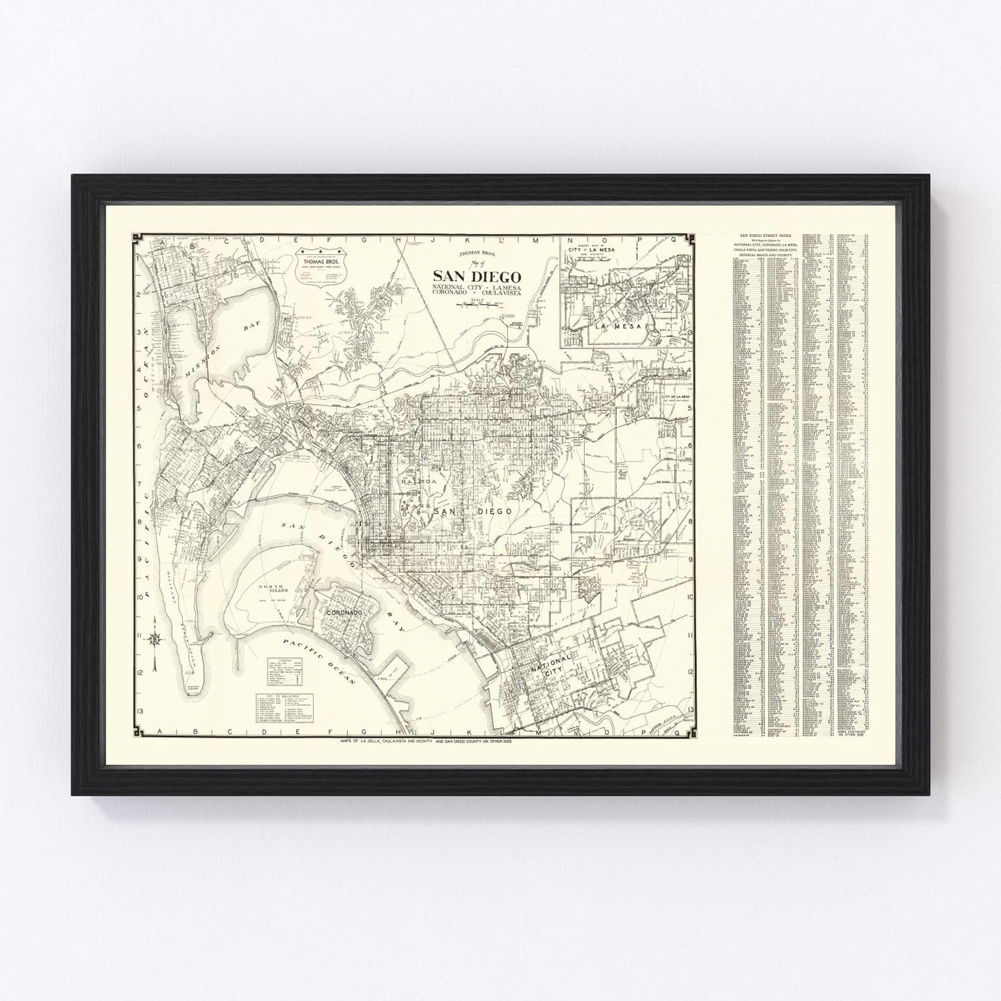 vintage map of San Diego, California, 1930