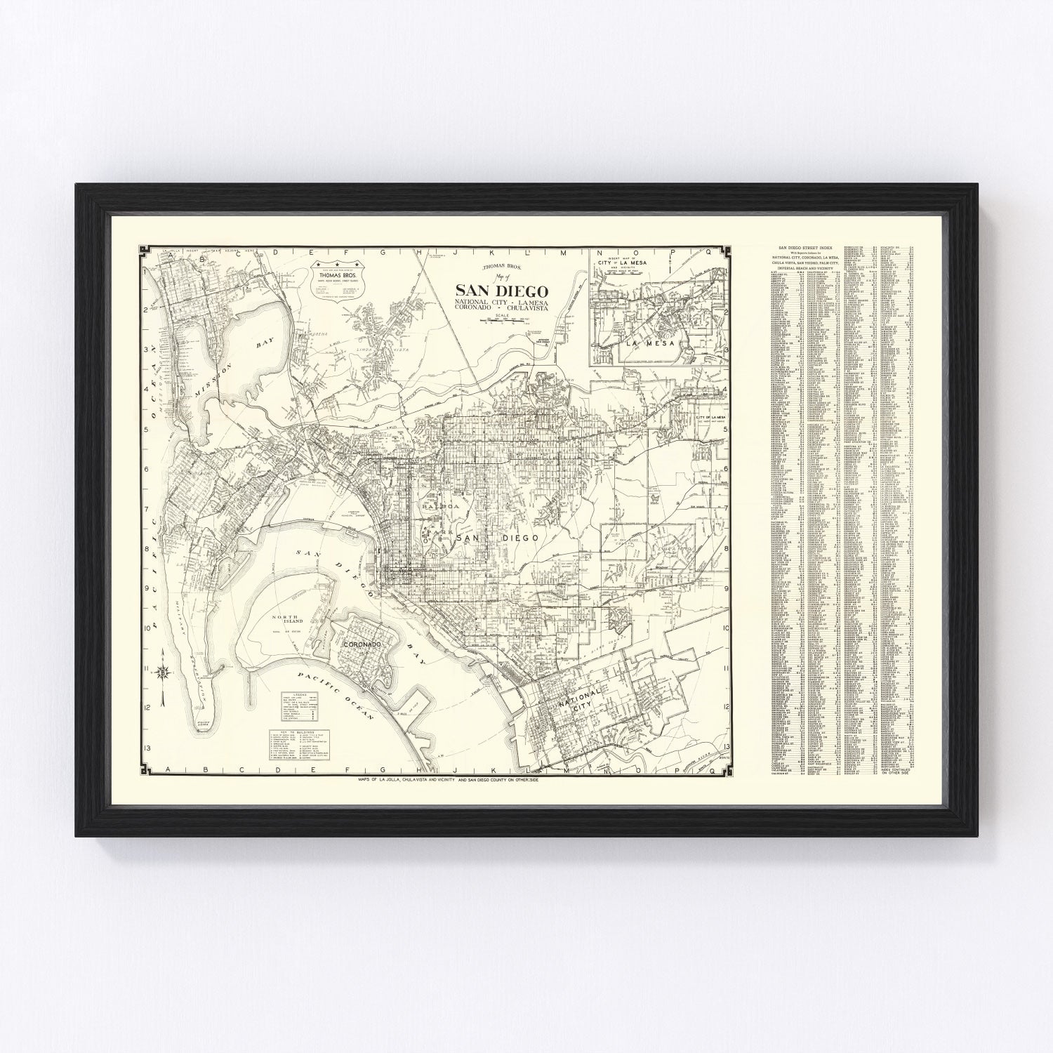 vintage map of San Diego, California, 1930