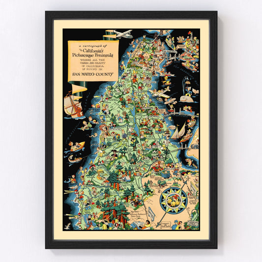 Vintage map of San Mateo County, California, 1930