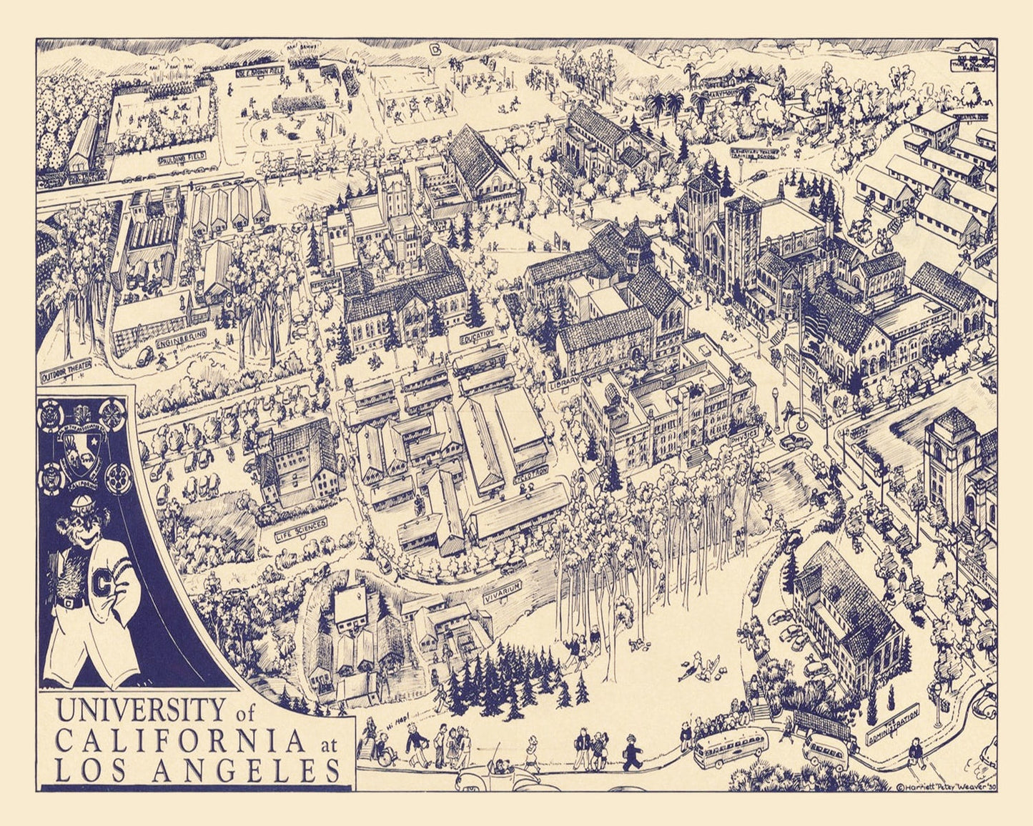 Vintage Map of Los Angeles, California, 1930