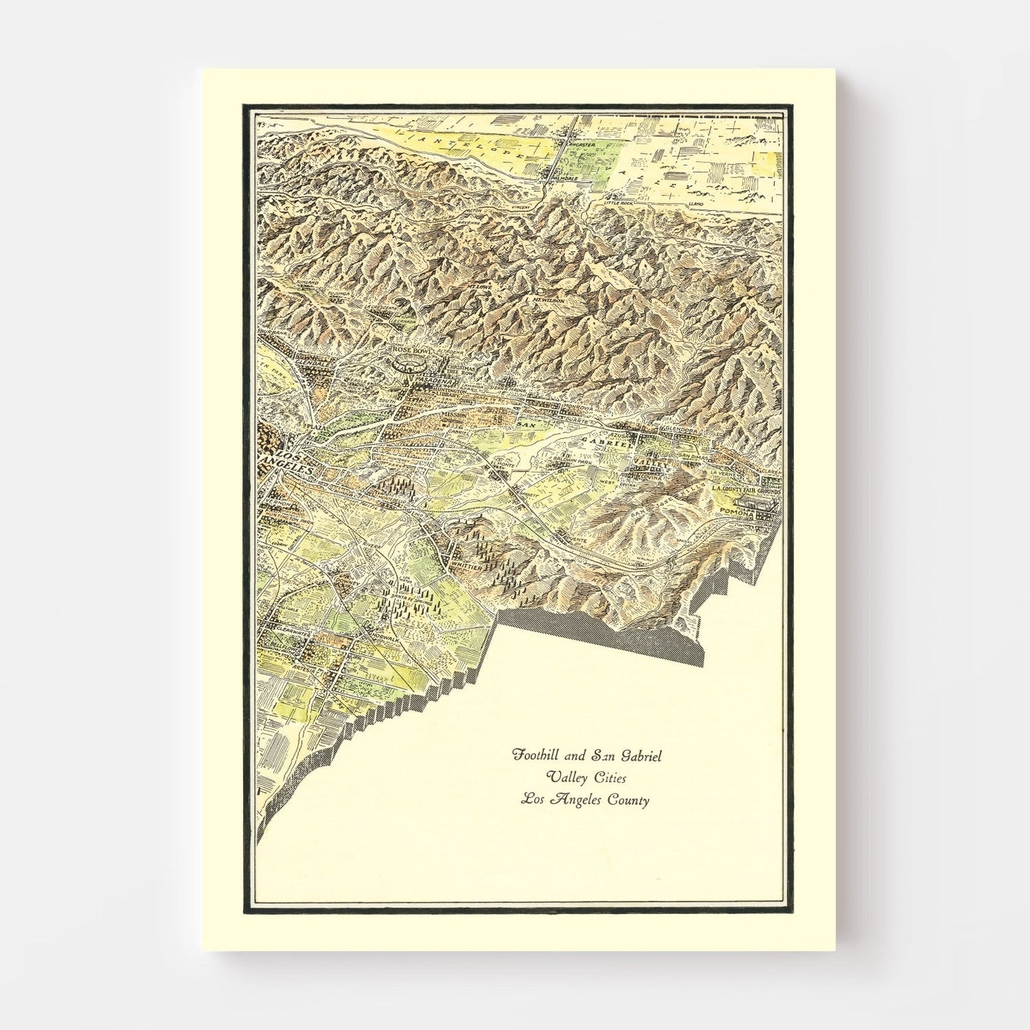 Vintage Map of San Gabriel Valley, California, 1931