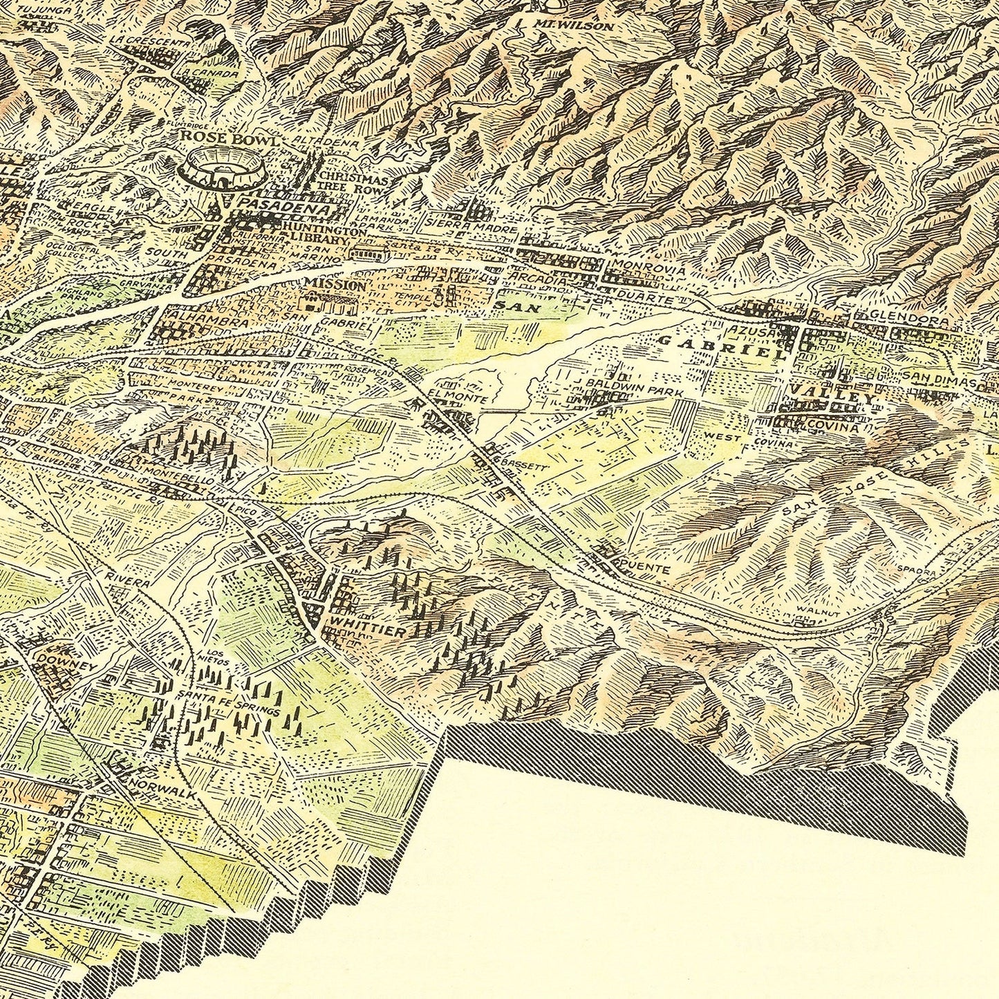 Vintage Map of San Gabriel Valley, California, 1931