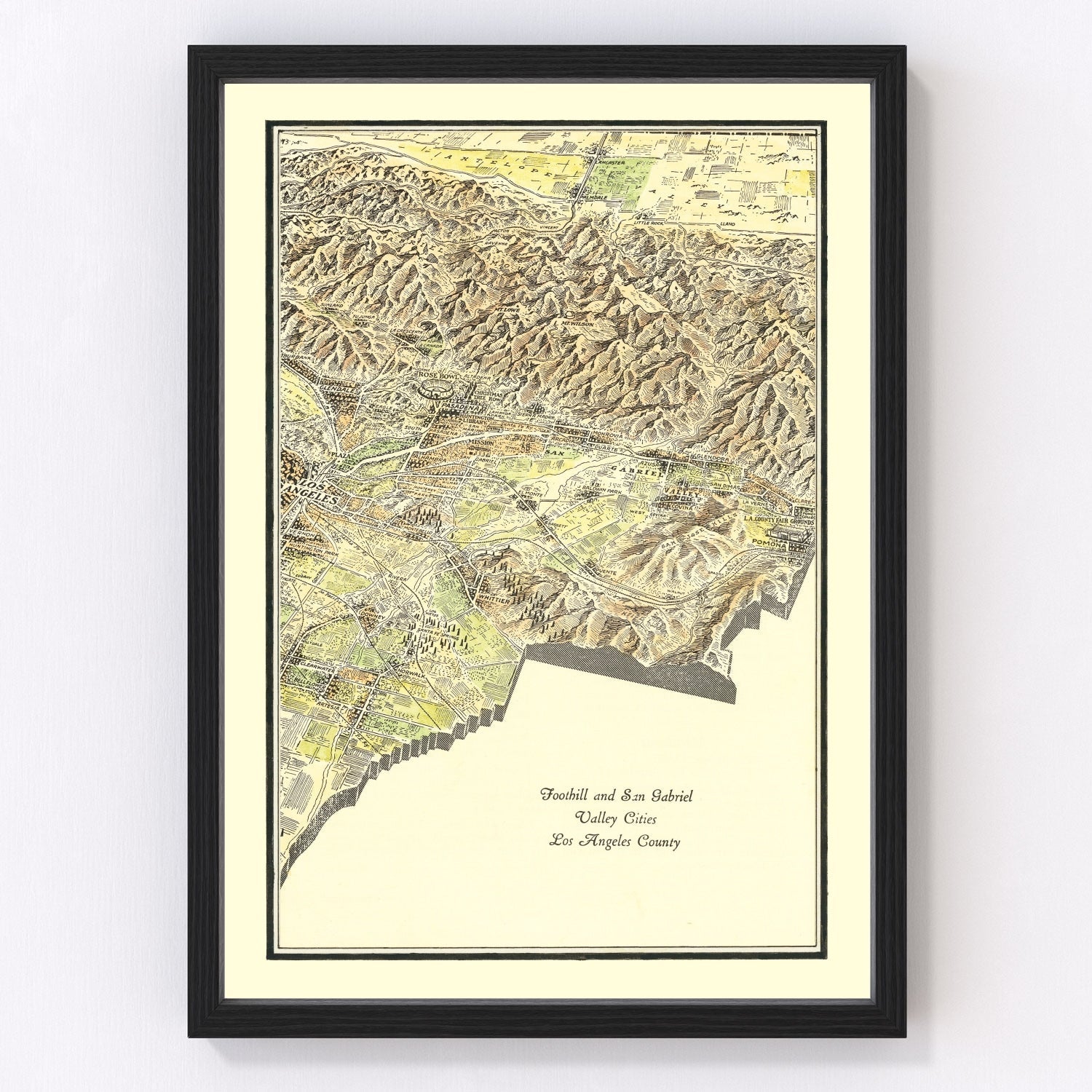 vintage map of San Gabriel Valley, California, 1931