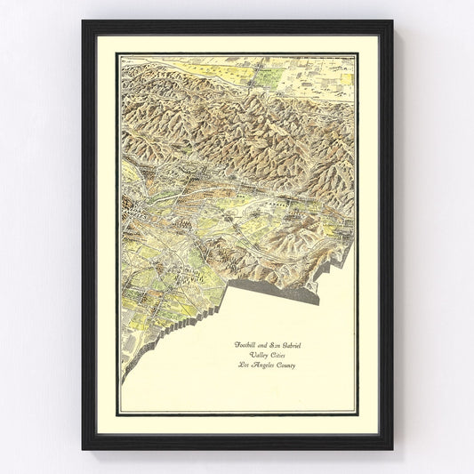 vintage map of San Gabriel Valley, California, 1931