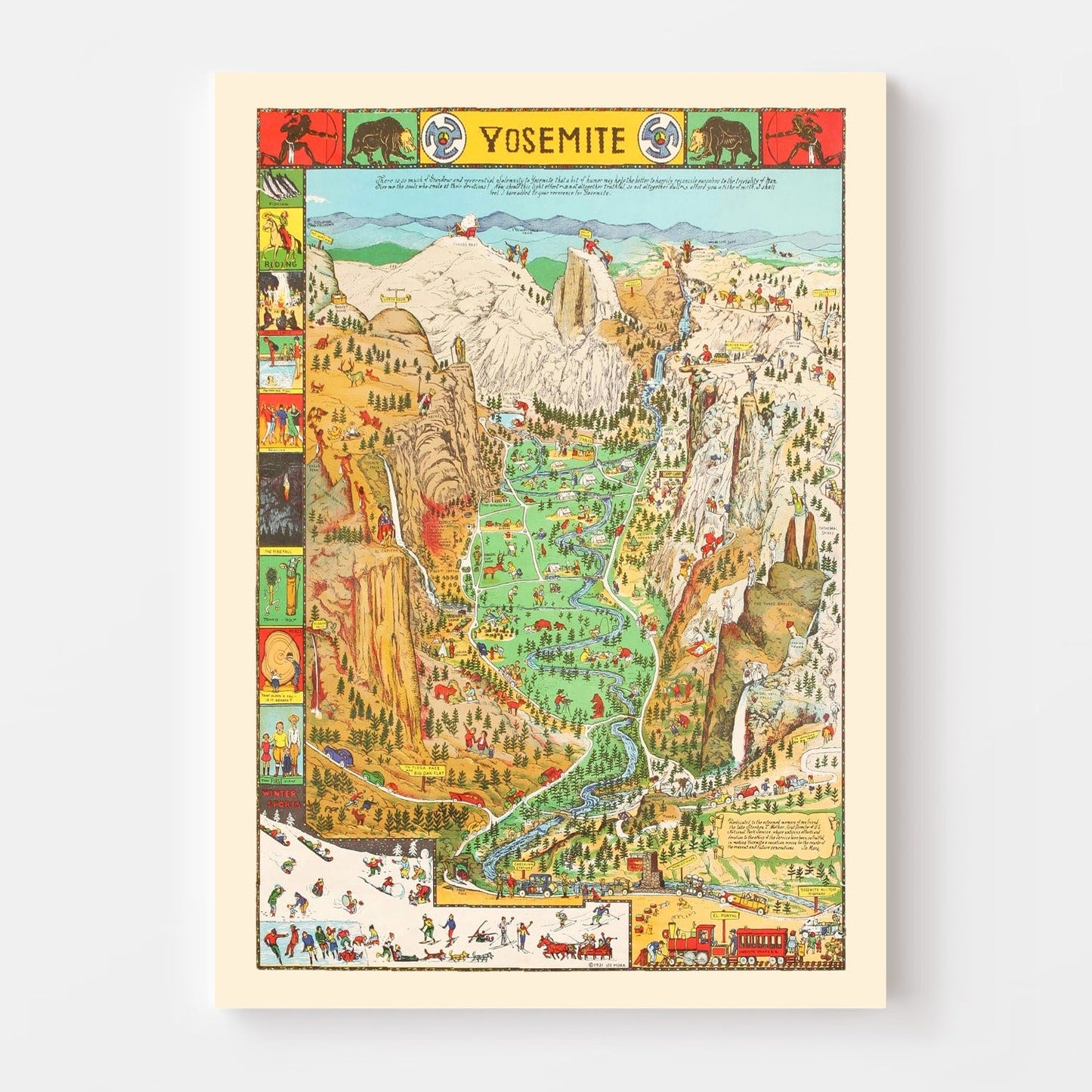 Vintage Map of Yosemite National Park, 1931