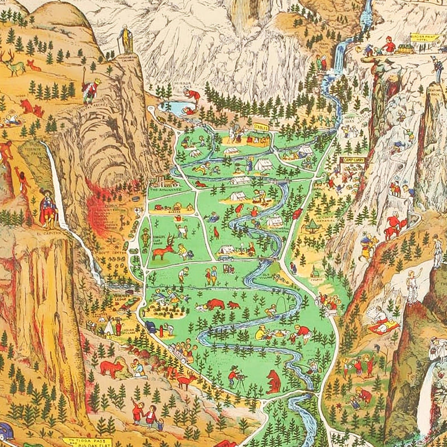 Vintage Map of Yosemite National Park, 1931