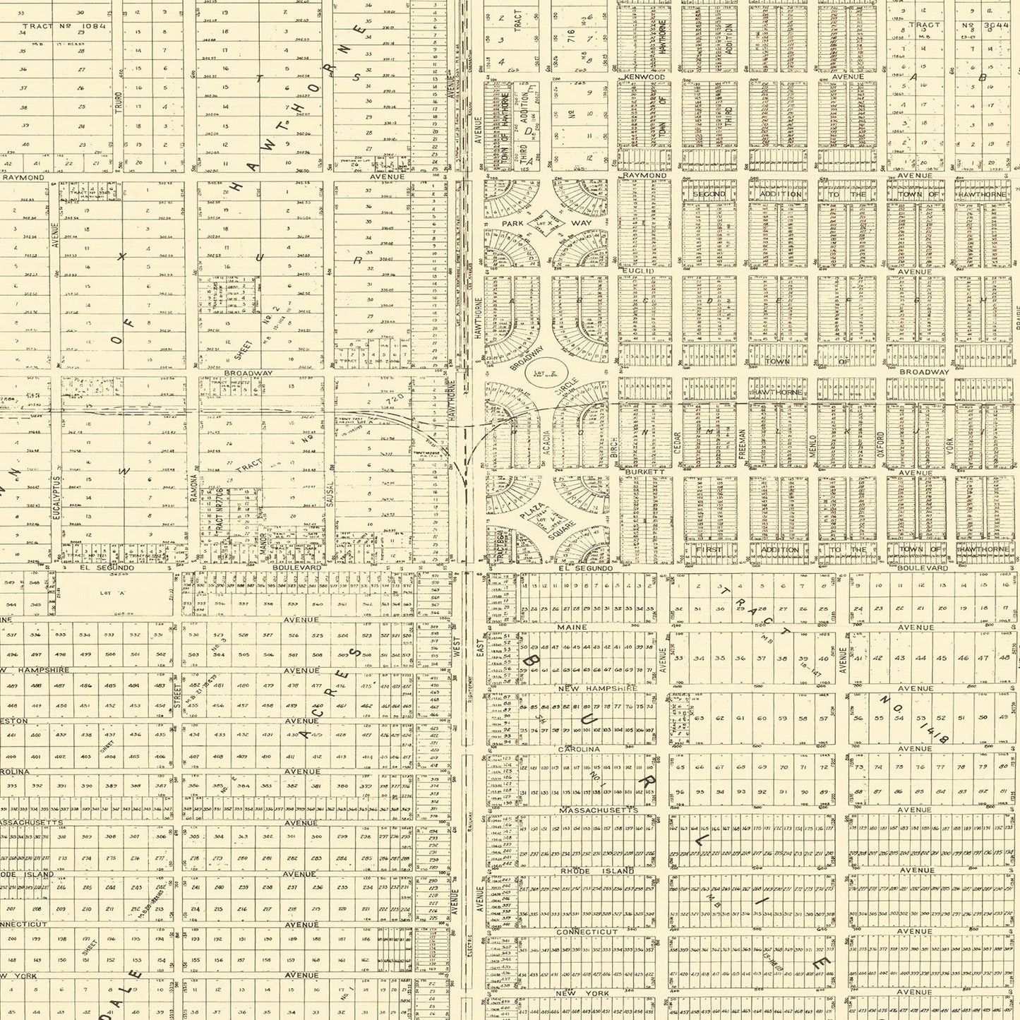 Vintage Map of Hawthorne, California, 1932