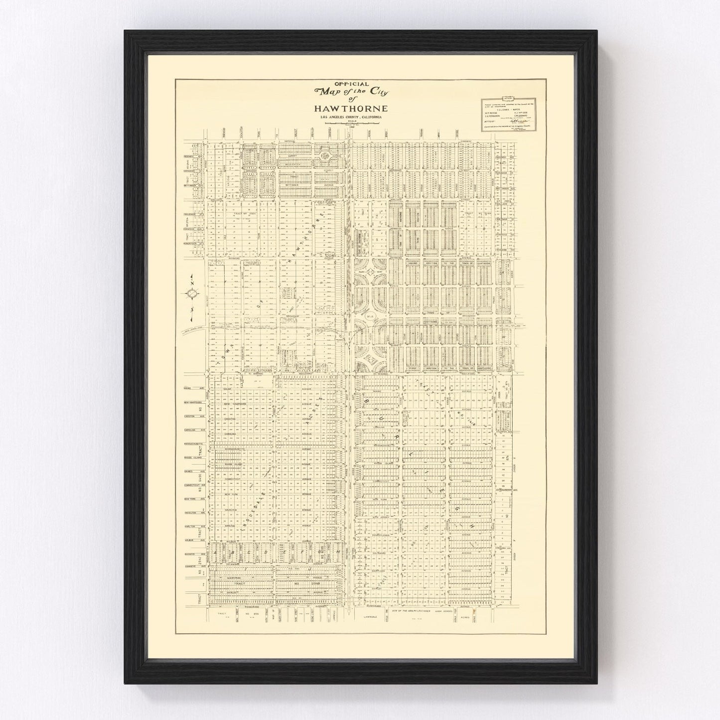 Vintage map of Hawthorne, California, 1932