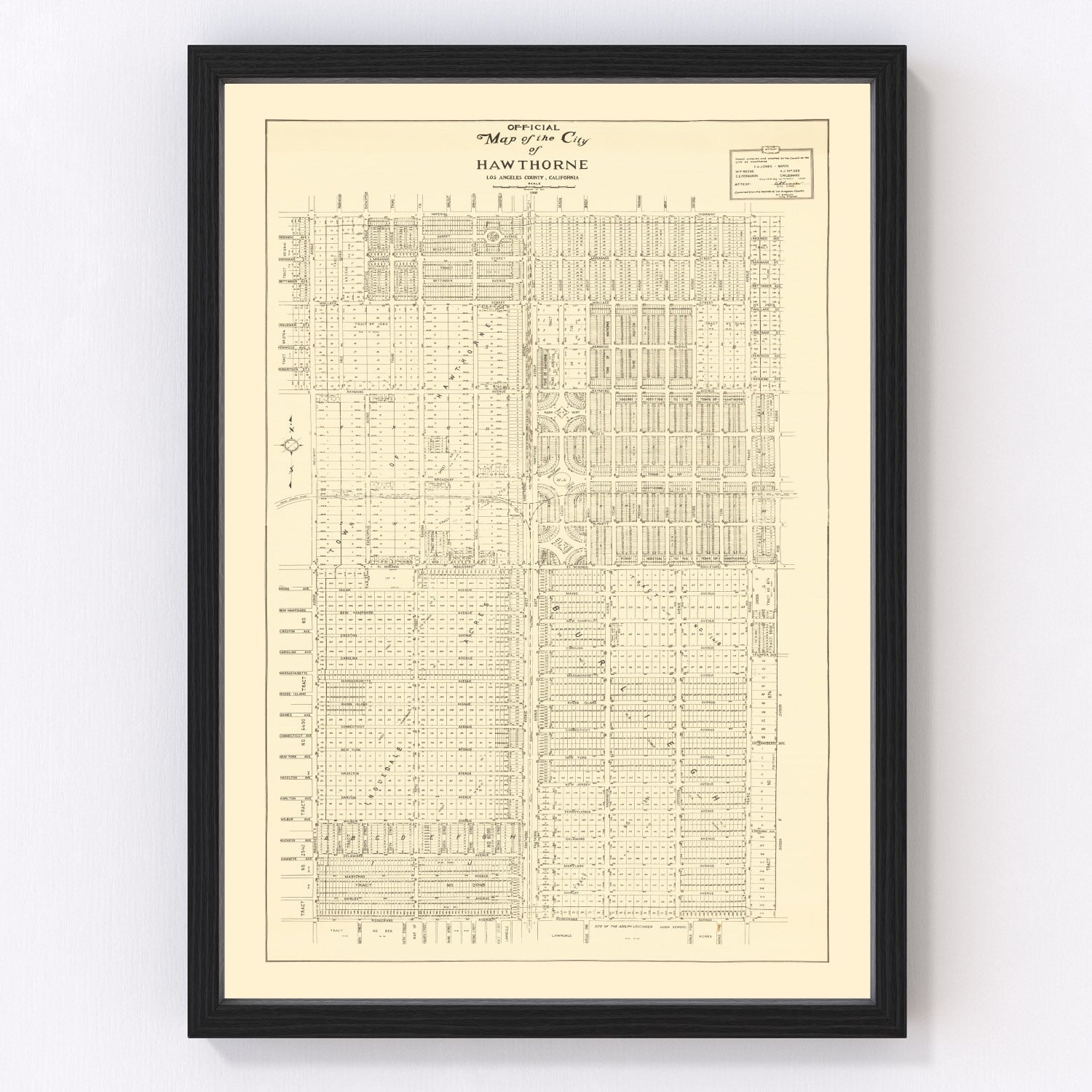 Vintage map of Hawthorne, California, 1932