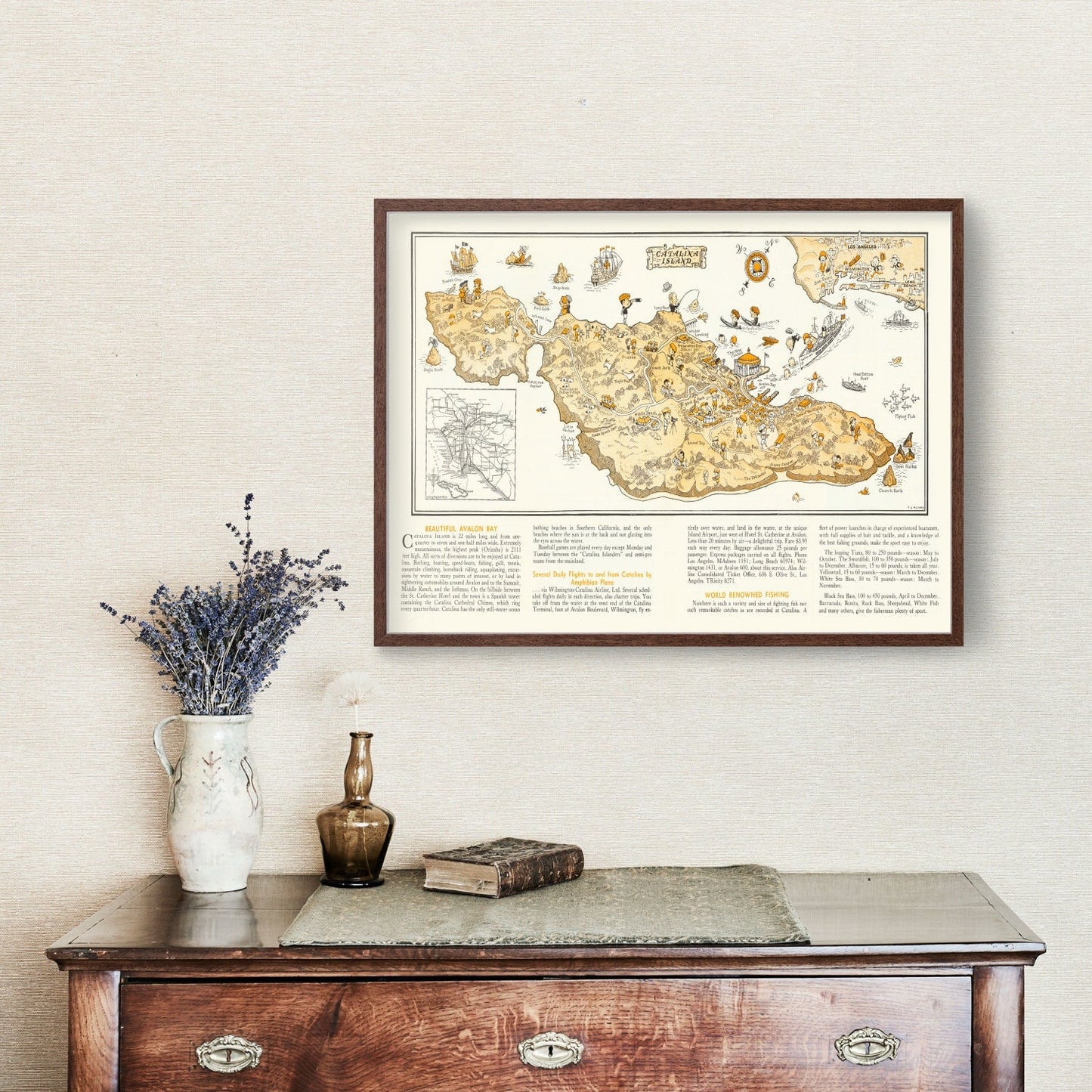 Vintage Map of Catalina Island, California, 1933