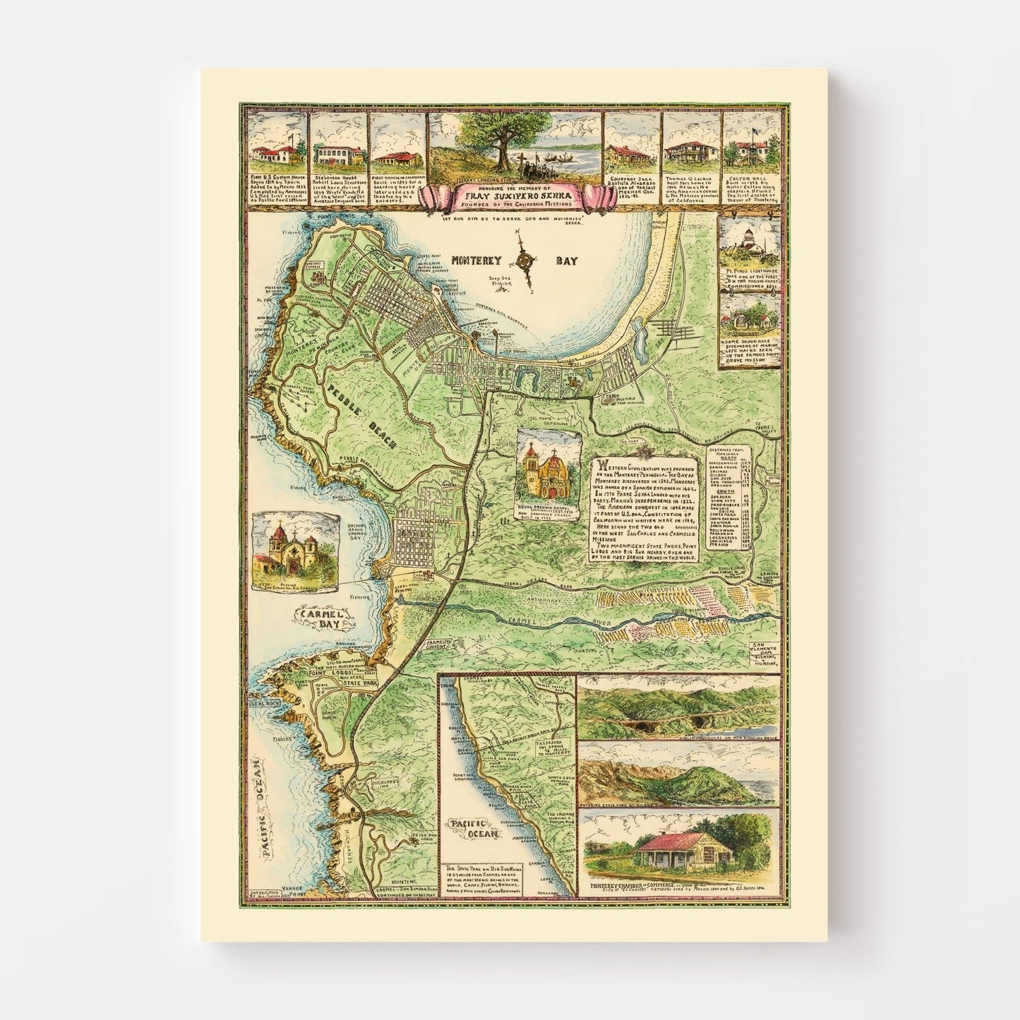 Vintage Map of Monterey, California, 1933