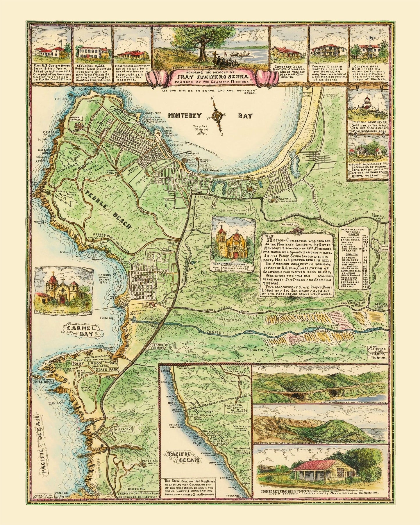 Vintage Map of Monterey, California, 1933