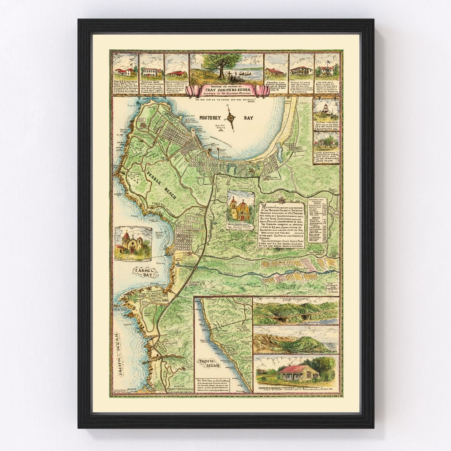 Vintage map of Monterey, California, 1933