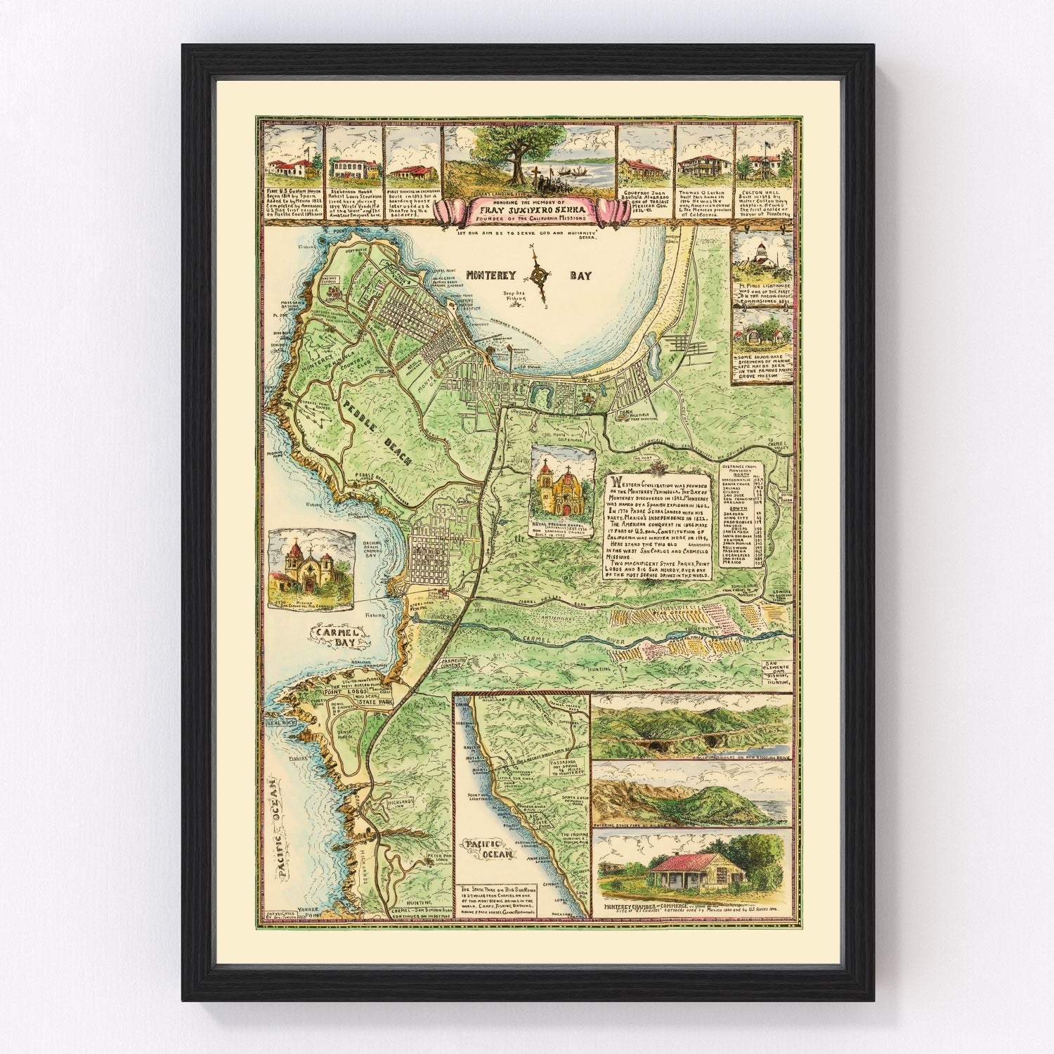 Vintage map of Monterey, California, 1933