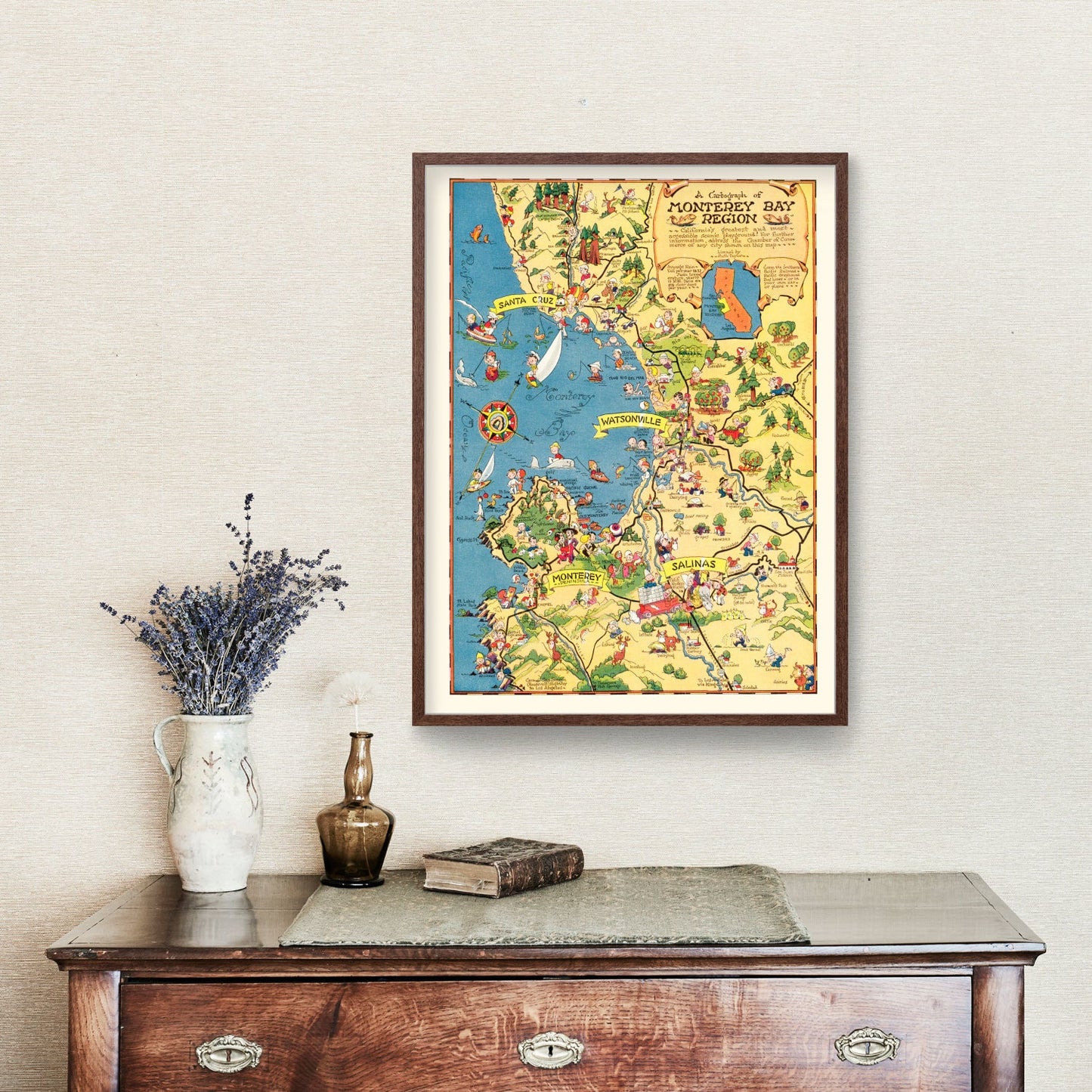 Vintage Map of Monterey County, California, 1933