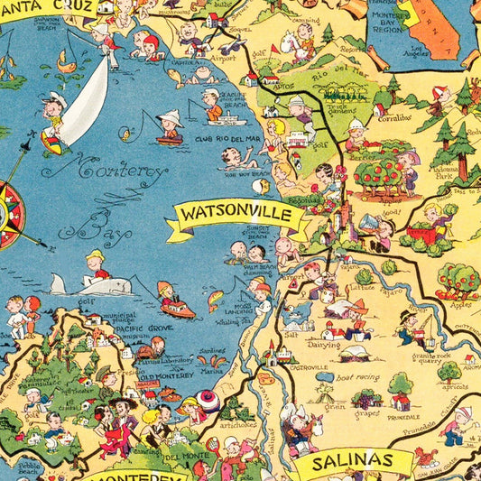 Vintage Map of Monterey County, California, 1933