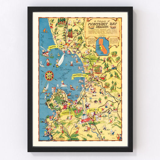 Vintage map of Monterey County, California, 1933