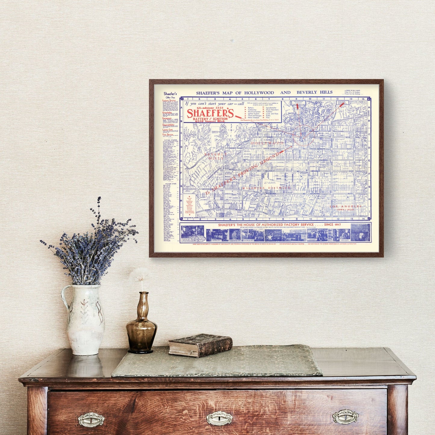 Vintage Map of Hollywood, Los Angeles County, California, 1935