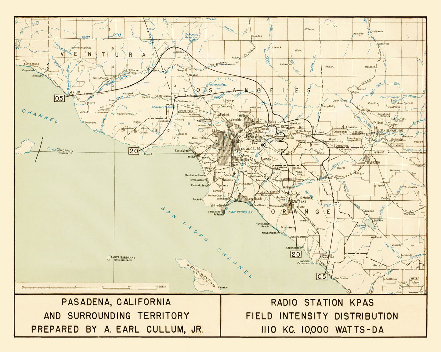 Vintage Map of Pasadena, California, 1935 II