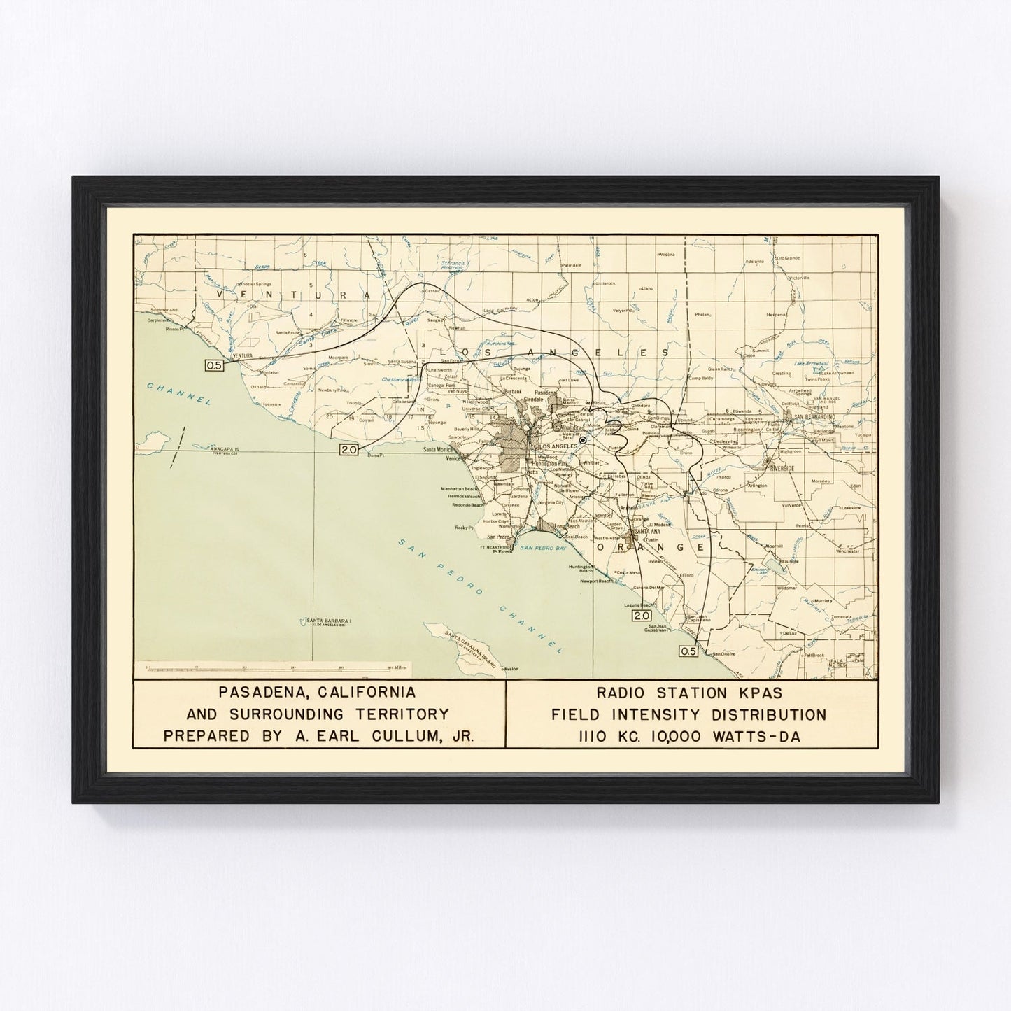 Vintage map of Pasadena, California, 1935