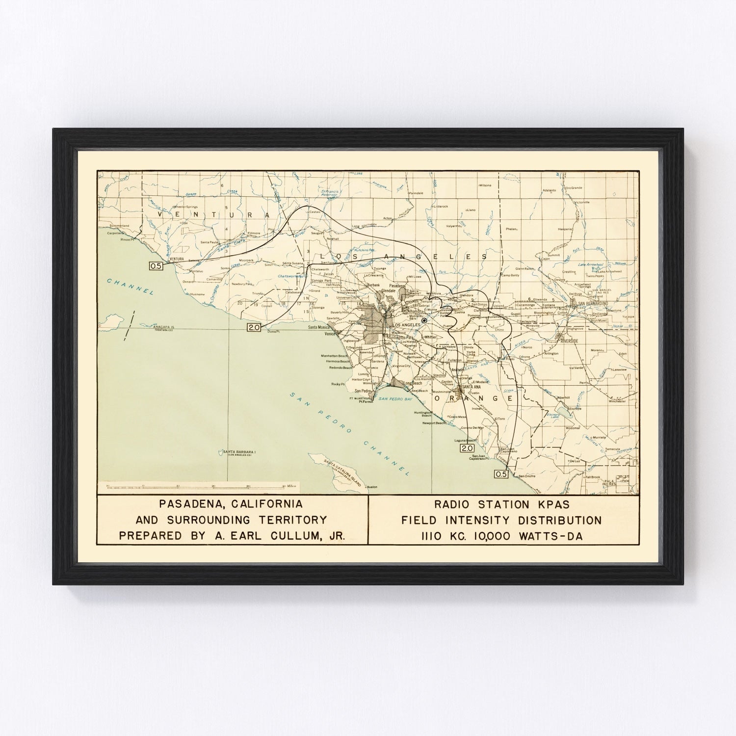 Vintage map of Pasadena, California, 1935