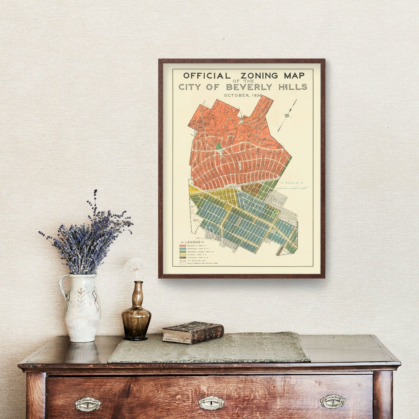 Vintage Map of Beverly Hills, California, 1936