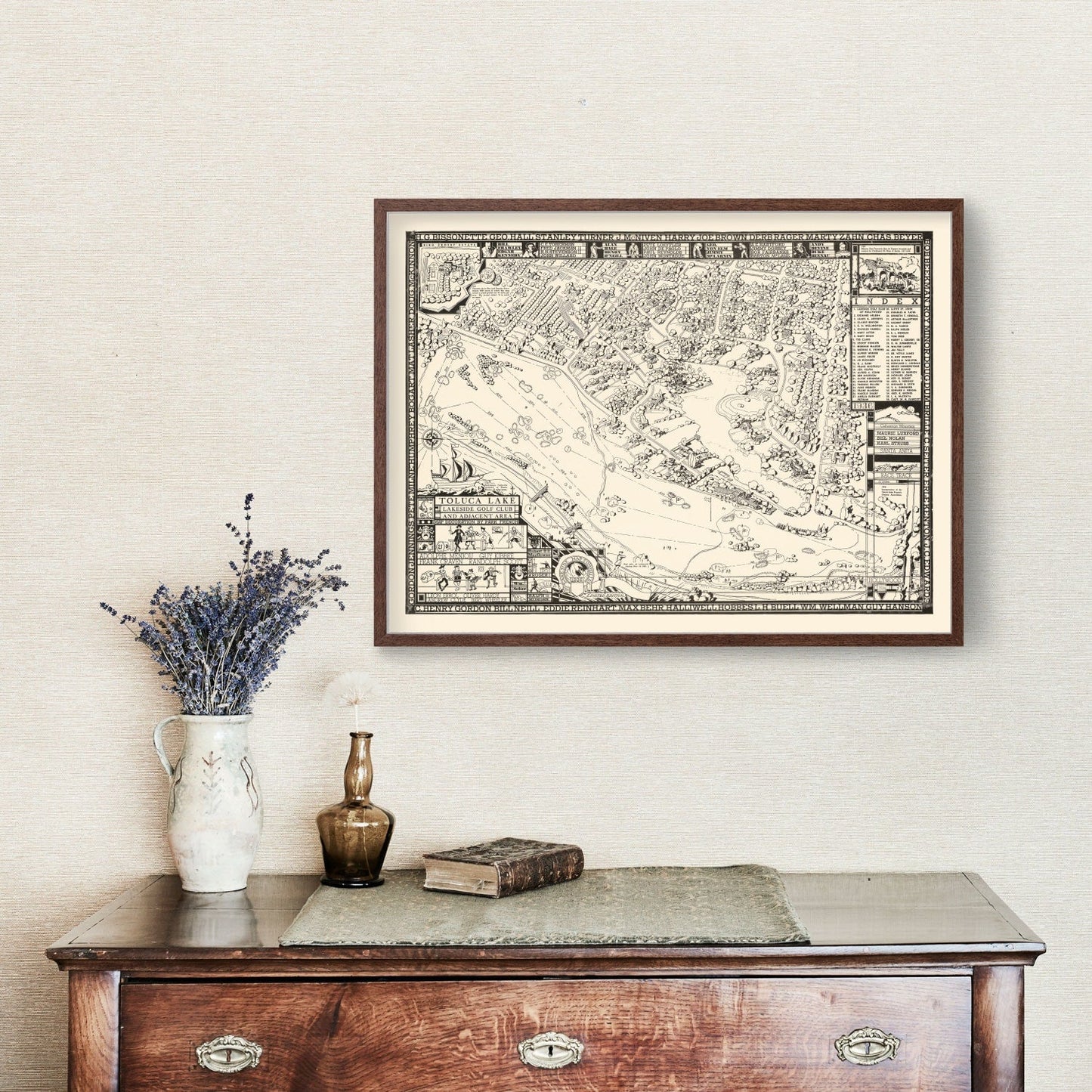 Vintage Map of Toluca Lake Lakeside Golf Club, 1936